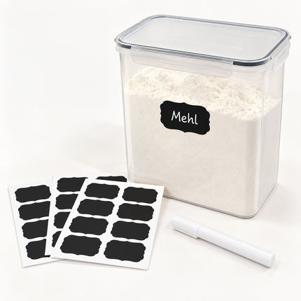 Airtight Food Storage Containers Set of 2 with Labels, Transparent