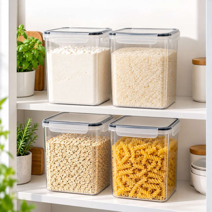 Airtight Food Storage Containers Set of 4 with Labels, Transparent
