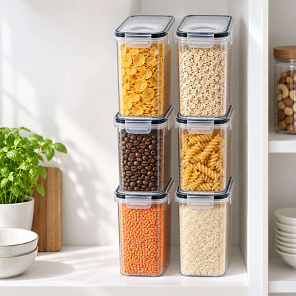 Airtight Food Storage Containers Set of 4 with Labels, Transparent