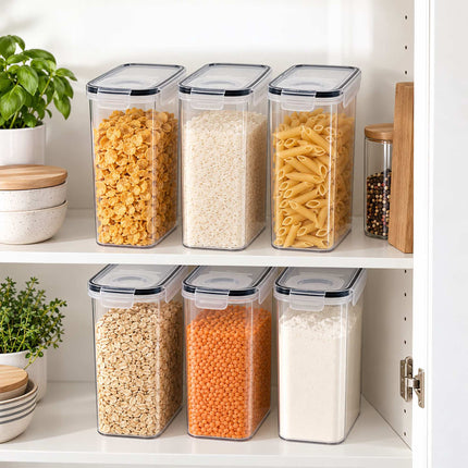 Airtight Food Storage Containers Set of 6 with Labels, Transparent