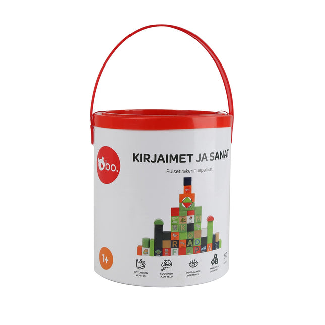 Set de blocuri din lemn cu alfabet și cuvinte pentru învățare și joacă