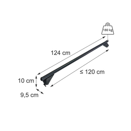 Bare de plafon din aluminiu pentru șine închise, negre, 124 cm