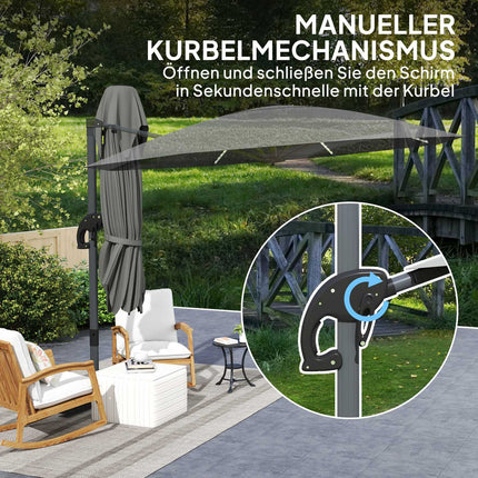 Parasol in aluminum - 300 cm, LED Solar, UV50+ Adjustable