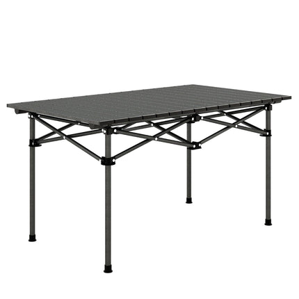 Masa de camping din aluminiu pentru 4-6 persoane, masa de picnic pliabila cu geanta de transport, neagra