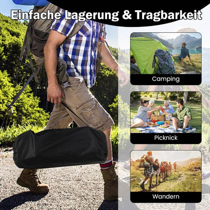 Masa de camping din aluminiu pentru 4-6 persoane, masa de picnic pliabila cu geanta de transport, neagra