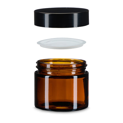 Borcane pentru cremă din sticlă chihlimbar, 60 ml, protecție UV, rezistente la scurgeri