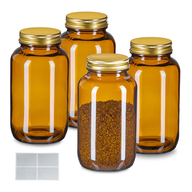 Borcane de sticlă chihlimbar 400 ml, cu gură largă, sigiliu ermetic