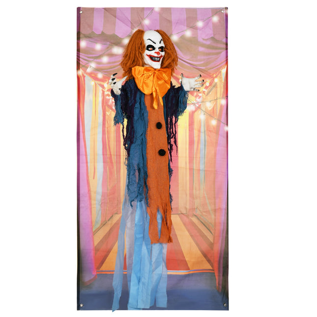 Decorație animată de clovn de Halloween cu ochi roșii, sunet