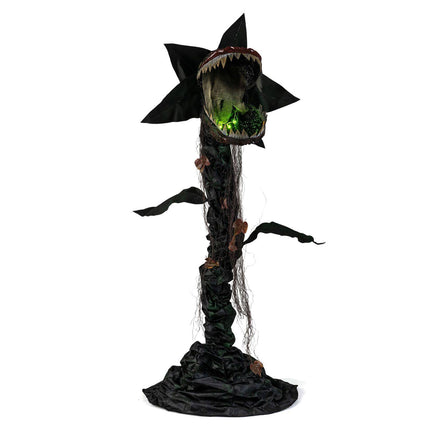 Animated Halloween Man-Eater Plant 6.2 ft with LED Mouth, Dark Green