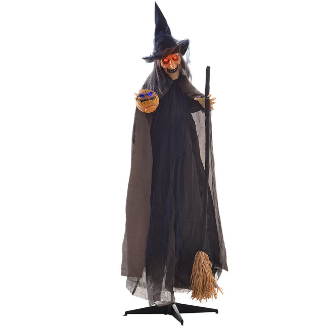 Decorare animată de vrăjitoare de Halloween cu ochi luminați