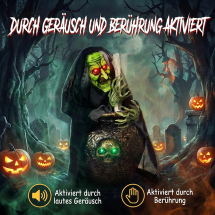 Vrăjitoare animată de Halloween cu lumini și activare sonoră