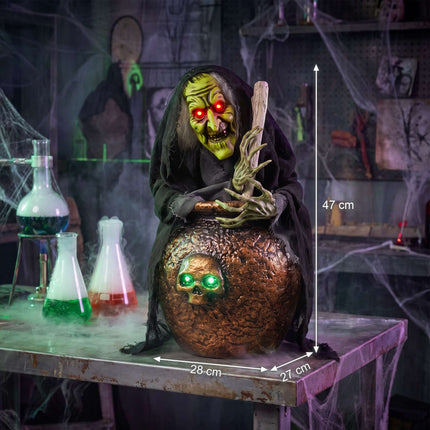 Vrăjitoare animată de Halloween cu lumini și activare sonoră