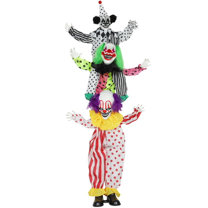 Animatronic Halloween Clowns 180 cm with Red LED Eyes, Stacked, Sound Activated