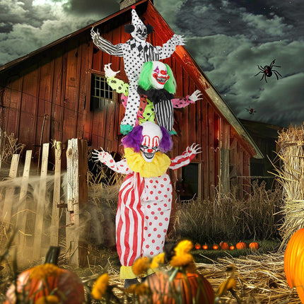 Animatronic Halloween Clowns 180 cm with Red LED Eyes, Stacked, Sound Activated