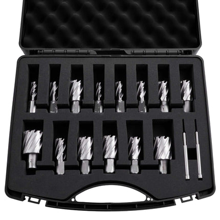 Annular Cutter Set, 16-Piece HSS 3/4 in Weldon Shank