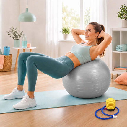 Anti-Burst Exercise Ball with Pump and Stopper, Max. 150 kg, Grey