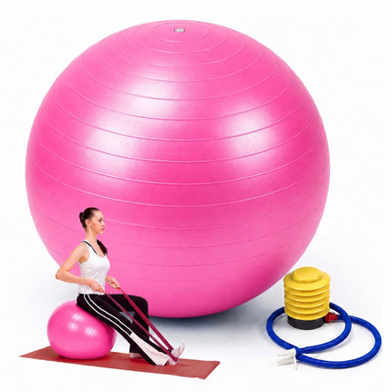 Anti-Burst Exercise Ball with Pump and Stopper, Max. 150 kg, Pink