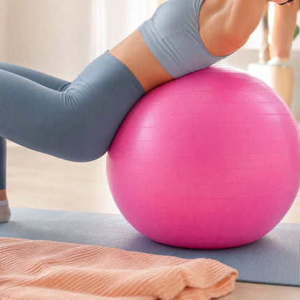 Anti-Burst Exercise Ball with Pump and Stopper, Max. 150 kg, Pink