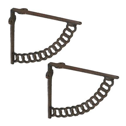 Suporturi pentru raft din fontă antică, design cu lanț, set de 2