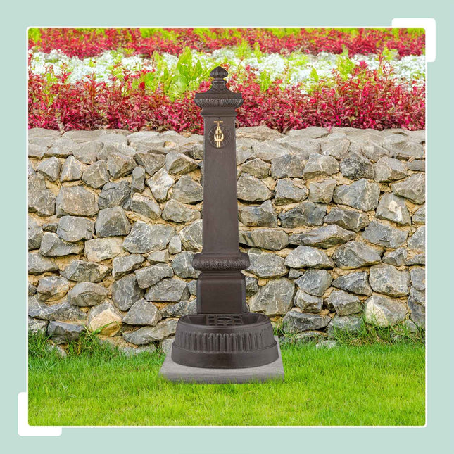 Fântână coloană antică cu robinet și bazin, 100 cm