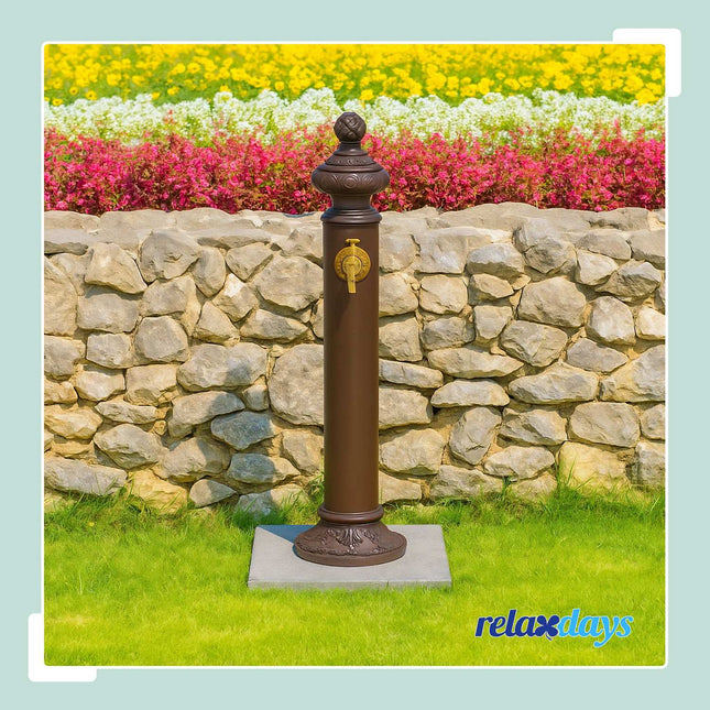 Fântână coloană de grădină antică cu robinet auriu, 87 cm