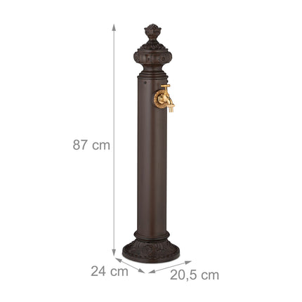 Fântână coloană de grădină antică cu robinet auriu, 87 cm