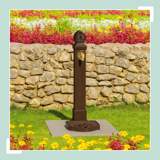 Fântână coloană de grădină antică cu robinet și bazin, 77 cm