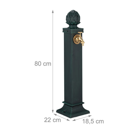 Fântână antică de grădină cu robinet auriu, 80 cm