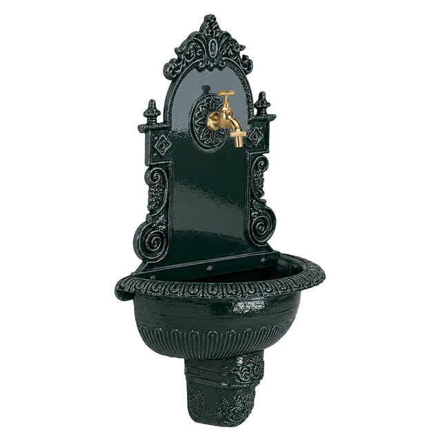 Fântână de perete XL verde antic – aluminiu turnat