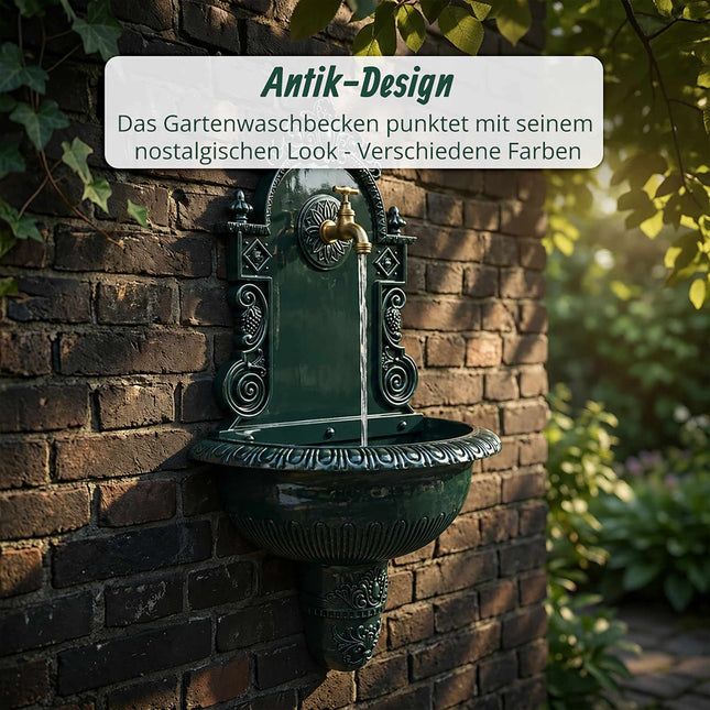 Fântână de perete XL verde antic – aluminiu turnat