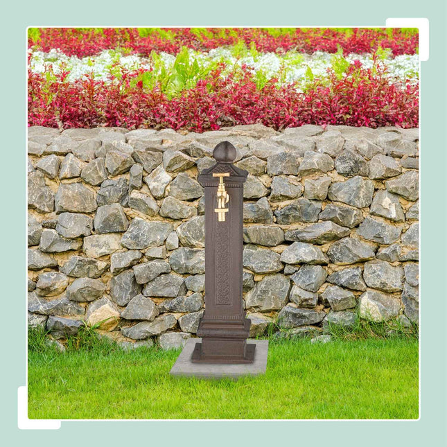 Fântână antică cu coloană metalică, 47 cm
