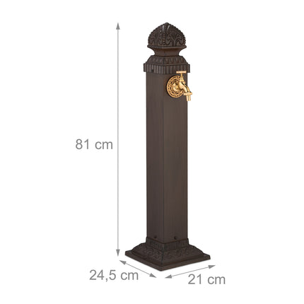 Fântână de grădină antică din metal cu robinet, 81 cm