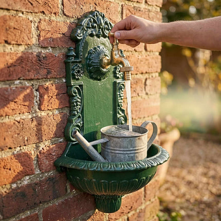 Antique-Style Grey Wall Fountain, Cast Aluminium