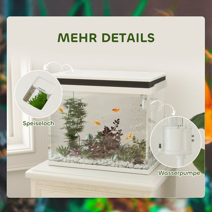 Aquarium, 41L glass with filter, LED & pump - White