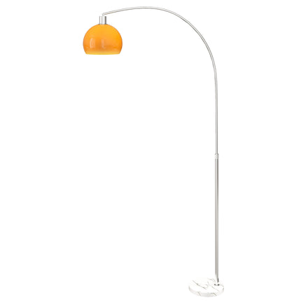 Lampă de podea Arc cu întrerupător de picior, bază din marmură, alb/portocaliu