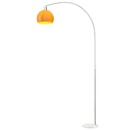 Lampă de podea Arc cu întrerupător de picior, bază din marmură, alb/portocaliu