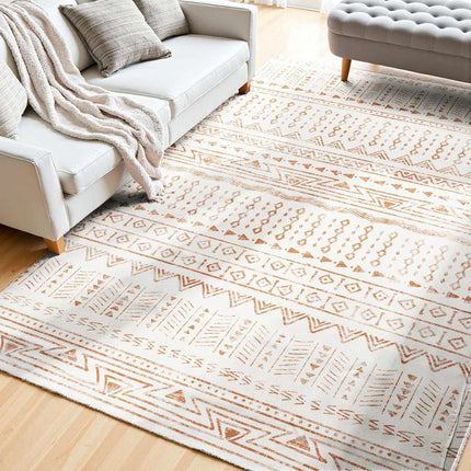 Area Rug 5x7 Ft, Washable Non-Slip, Beige
