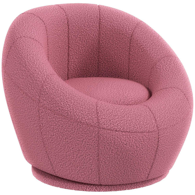 Rotatable pink plush lounge chair, 120 kg capacity