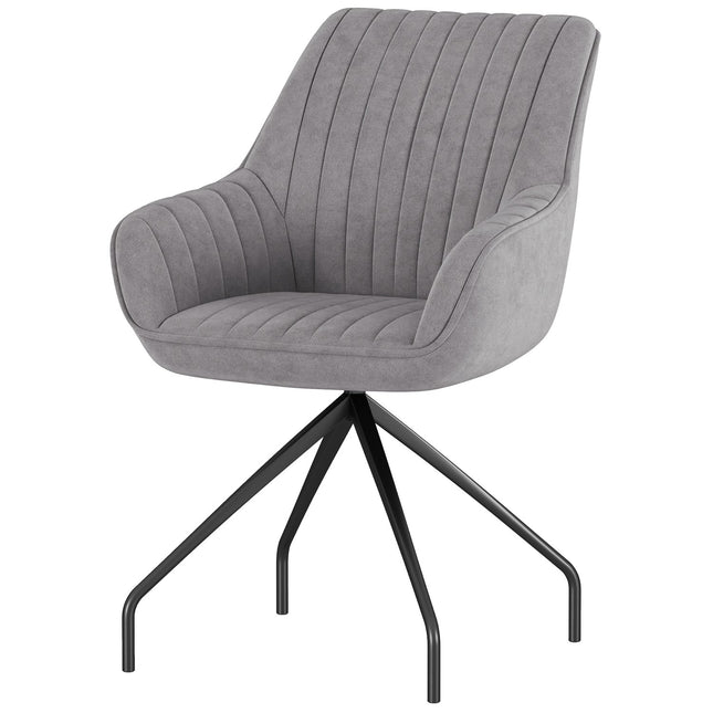 Fotoliu Scaun pivotant cu cotiere Scaun pivotant cu aspect catifea cu picioare metalice pentru dormitor living gri închis