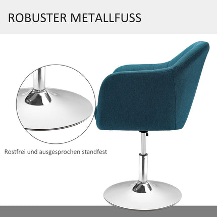 Fotoliu fotoliu cu cotiera, perna lombara, scaun de relaxare captusit cu cadru metalic, aspect in, scaun pivotant reglabil pe inaltime pentru dormitor, living, albastru deschis |