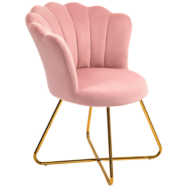 Pink Velvet Lounge Chair – Armrest, metal legs, upholstered