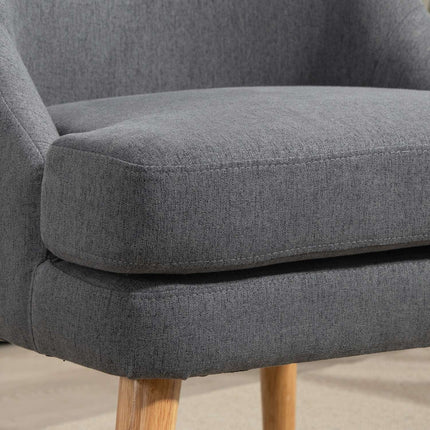 Armchair Lounge chair with padded linen look, dark grey