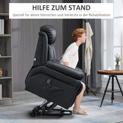 Electric recliner in faux leather with stand-up aid