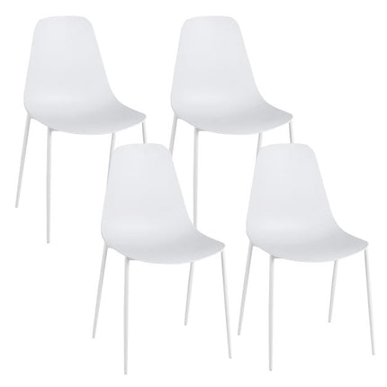 Set de 4 scaune de masă fără brațe, picioare metalice, tampoane antiderapante, negru/alb