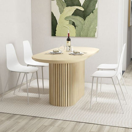 Set de 4 scaune de masă fără brațe, picioare metalice, tampoane antiderapante, negru/alb