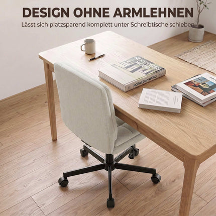 Armless Office Chair with Double-Layer Padding, Light Grey, Linen Look