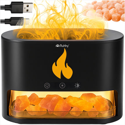 Umidificator cu difuzor de arome, 250 ml, efect de șemineu cu LED