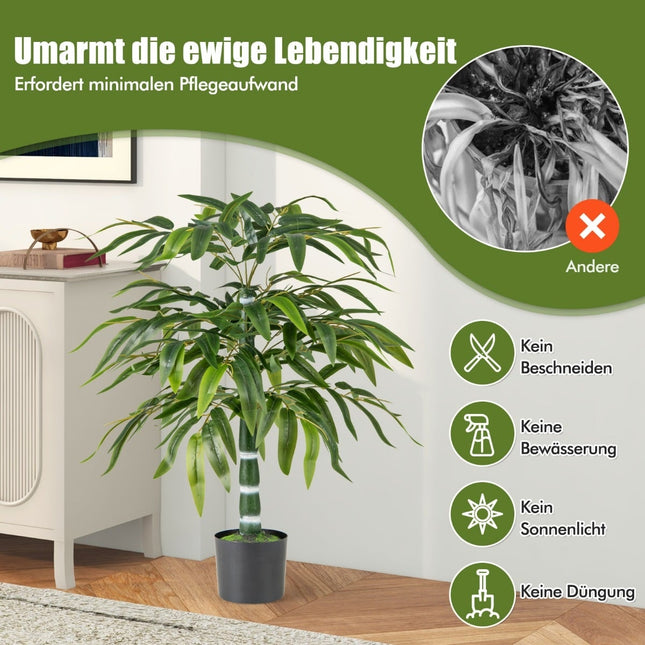Set de plante artificiale din bambus, 100 cm, cu ghiveci, pachet de 2