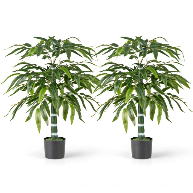 Set de plante artificiale din bambus, 100 cm, cu ghiveci, pachet de 2