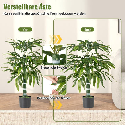 Set de plante artificiale din bambus, 100 cm, cu ghiveci, pachet de 2